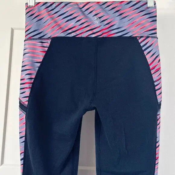 Athleta Polartech Fleece Leggings Navy/Pink Size M *EUC - Picture 7 of 10